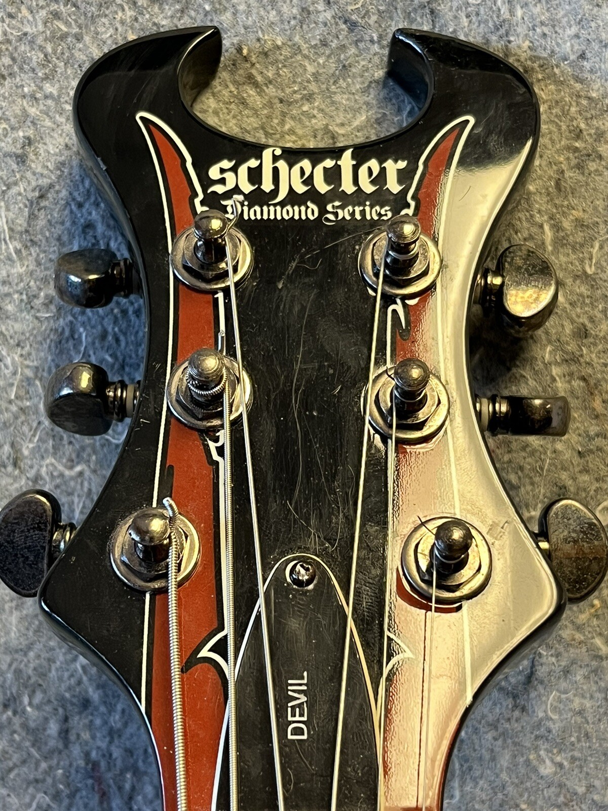 Schecter 6 String Diamond Series Devil Spine Red Electric Guitar with Hard Case
