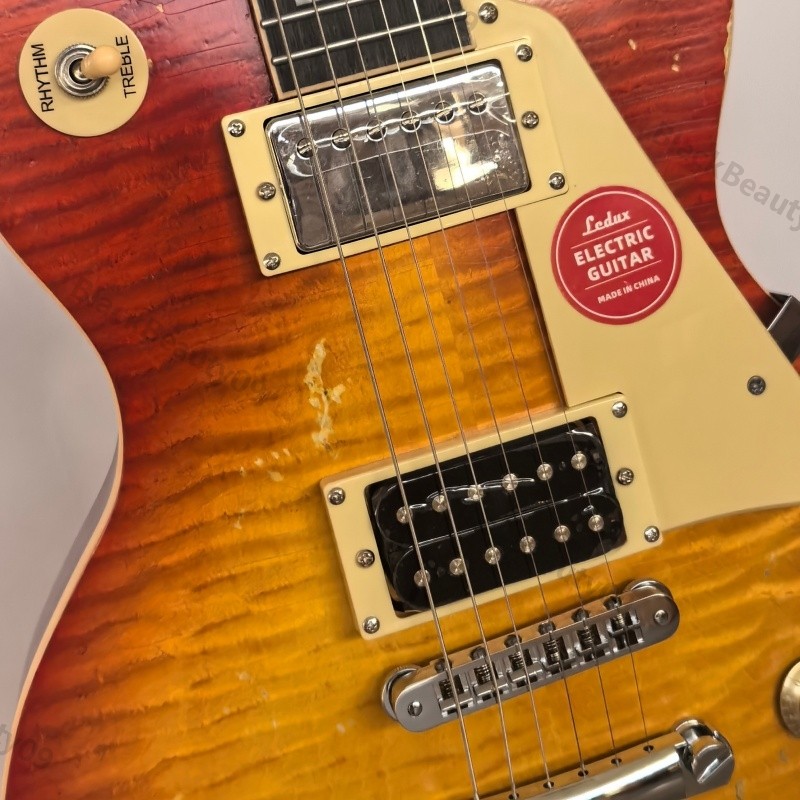 Aged Solid Body Electric Guitar Bone Nut Stainless Rounded Fret Edge Nitro Paint