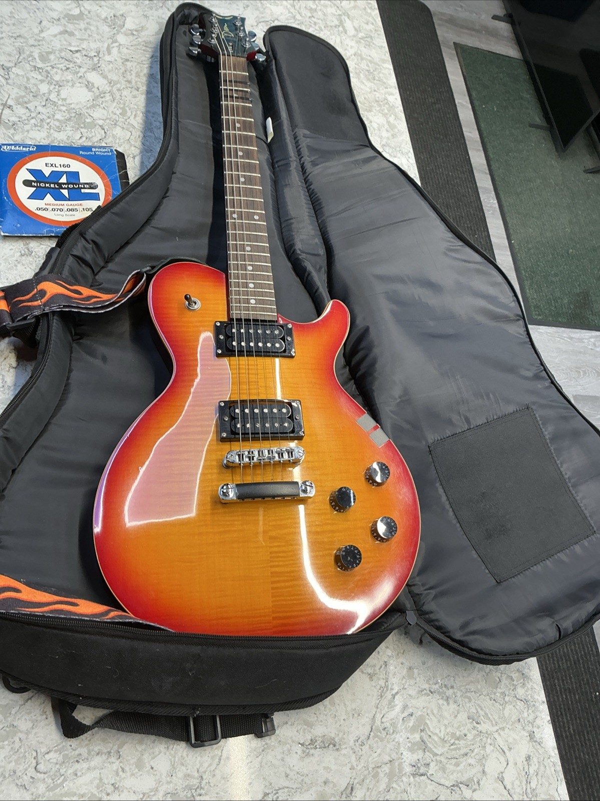 Dean Evo Cherry Sunburst Electric Guitar Flame Top HH Humbucker With Bag