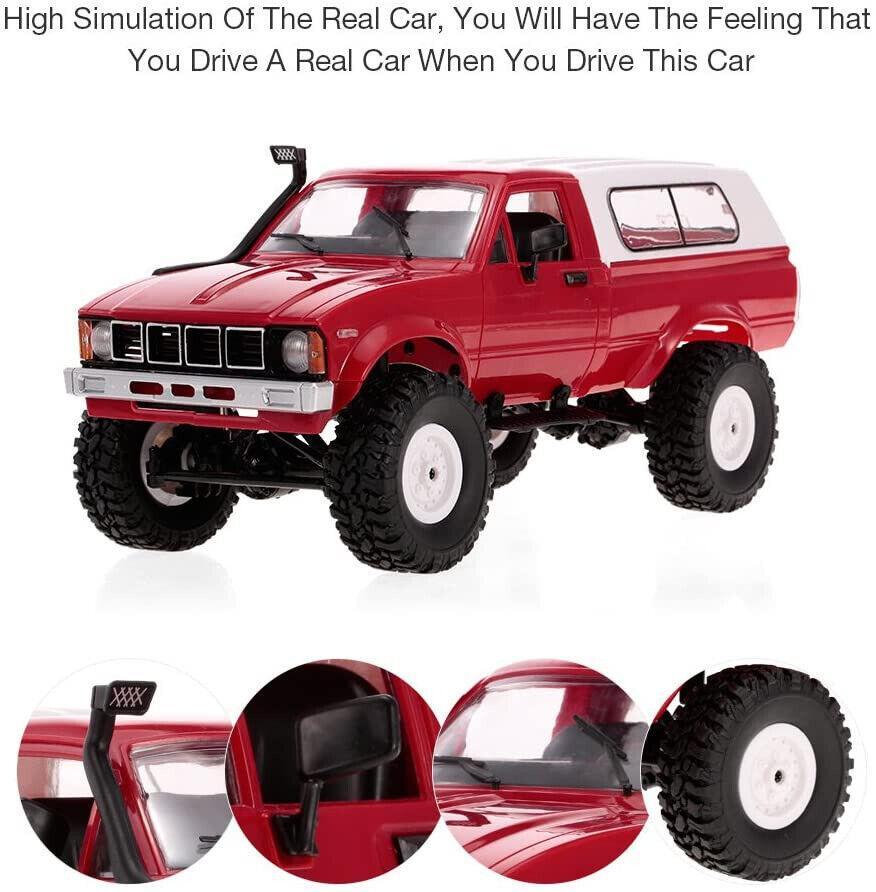 Red Wpl Rc Truck C24 4×4 4wd Scale 1:16 Crawler Pickup Off Road RTR Car GIfts