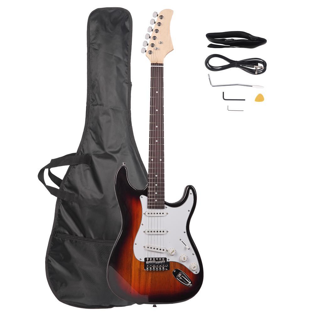Right Handed Electric Guitar Set w/Gig Bag Strap Cord for Beginner Sunset