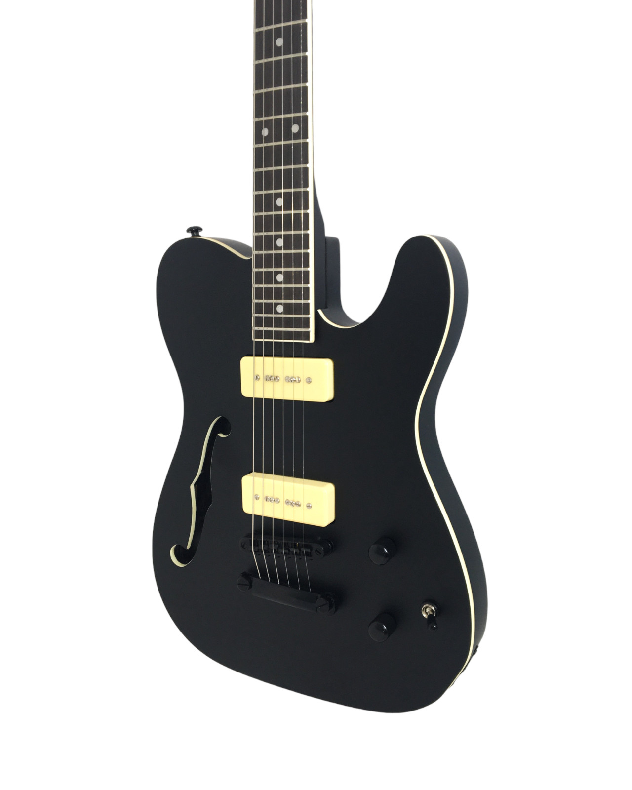 Haze Satin Black Semi-Hollow Body Electric Guitar, H-H + Free Gig Bag. HSE-501BK
