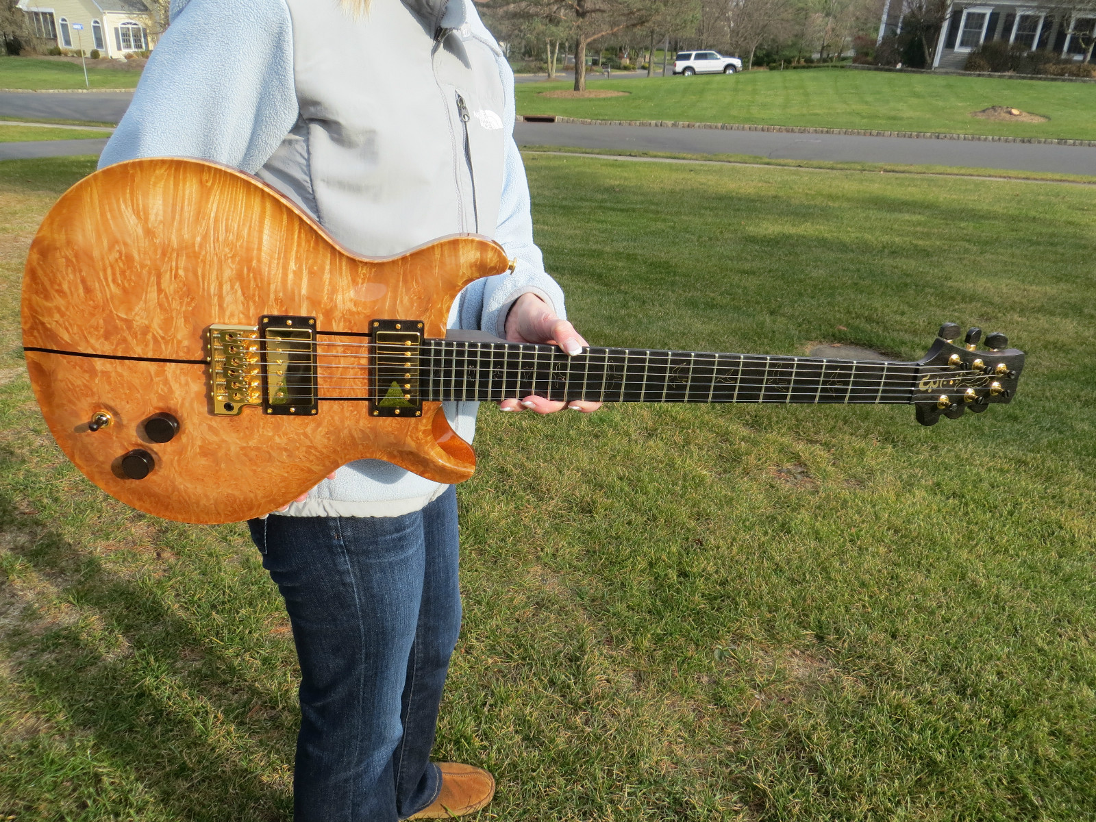 Prs Private Stock Santana 3 One Piece Burl Maple Top Rosewood Neck Gold Birds