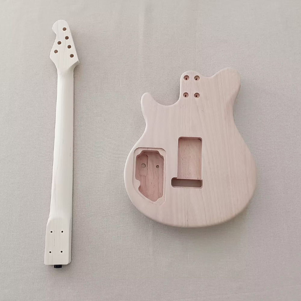 DIY Electric Guitar Kit Mahogany Body Bolt On Maple Neck FB CR Part Dot Inlay