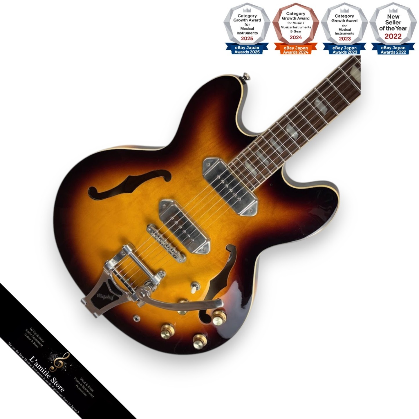 Epiphone Casino Vintage Sunburst Electric Guitar Bigsby Bridge