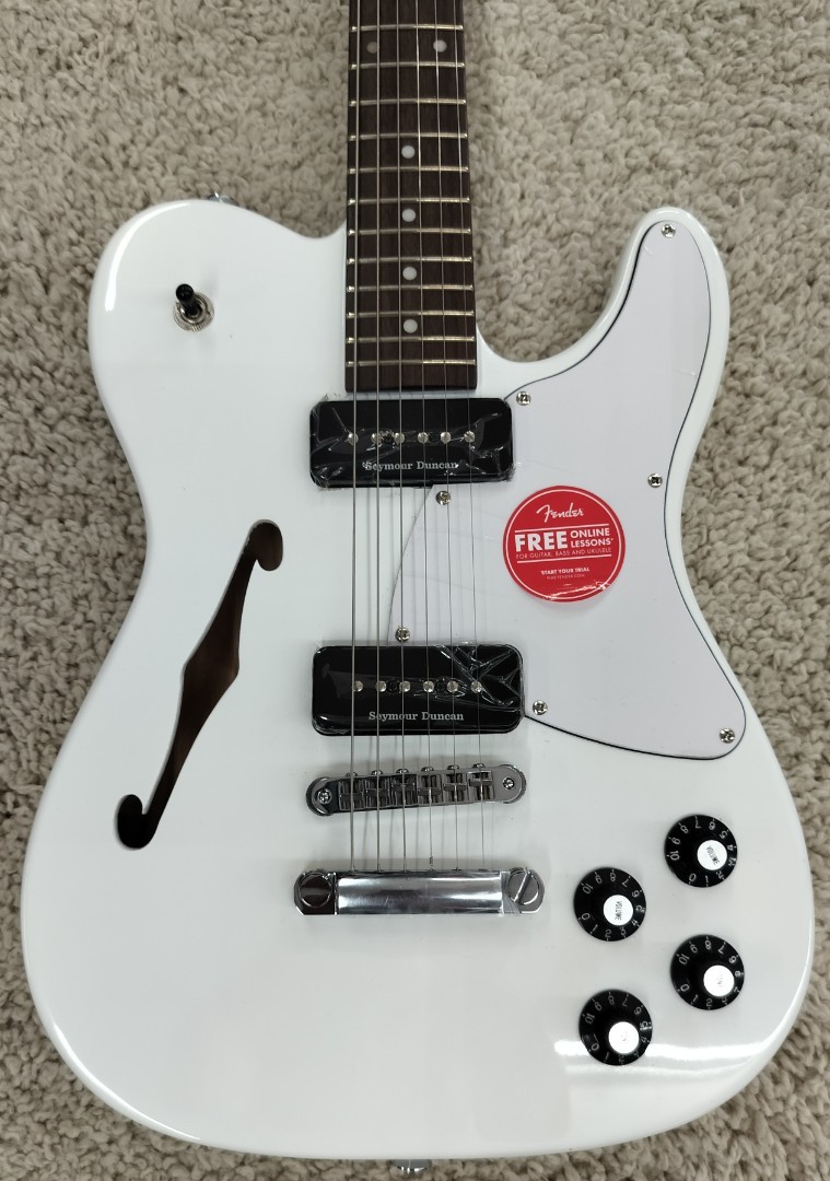 Fender Jim Adkins JA-90 Telecaster Thinline Electric Guitar, White Finish