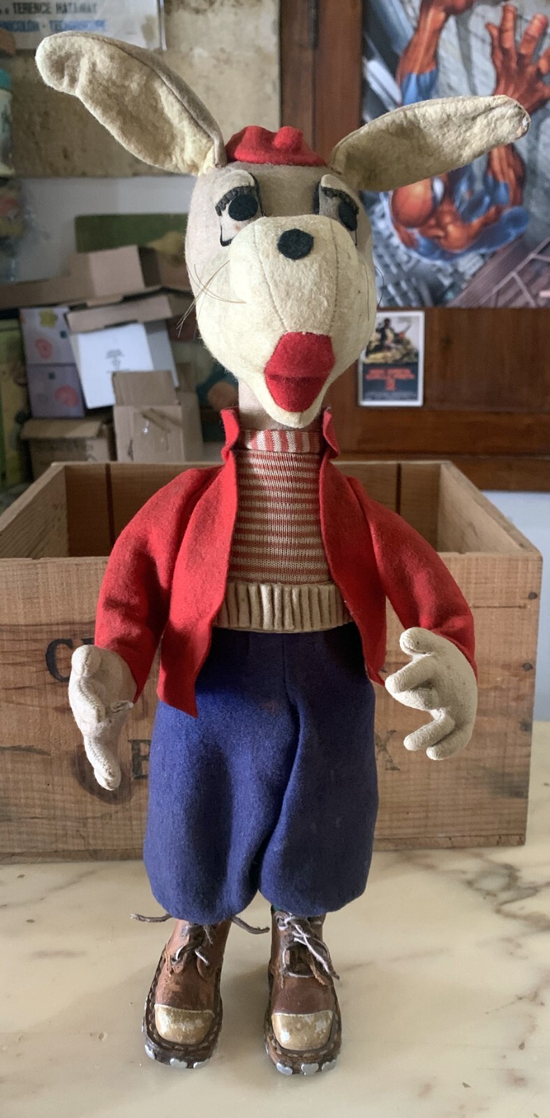 VINTAGE large 16 ” TOY FELT DOLL LENCI PANNOLENCI 1950s