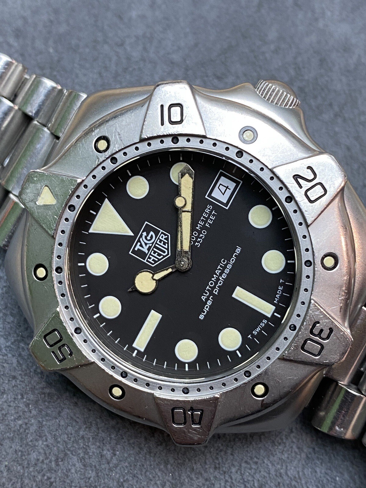 👍TAG HEUER 840.006 Super Pro Auto Black 844 Submarine Dive Watch WS2110-2