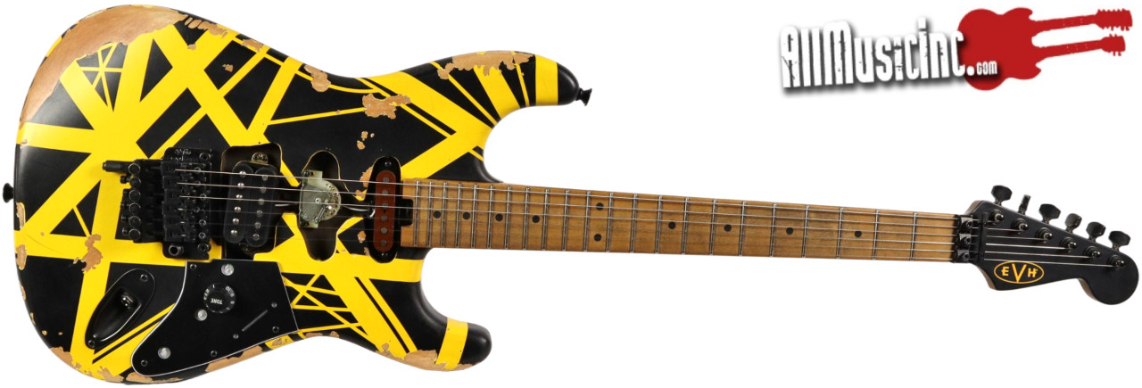 EVH Ltd Ed Striped Frankenstein Black Yellow Frankie Aged Electric Guitar