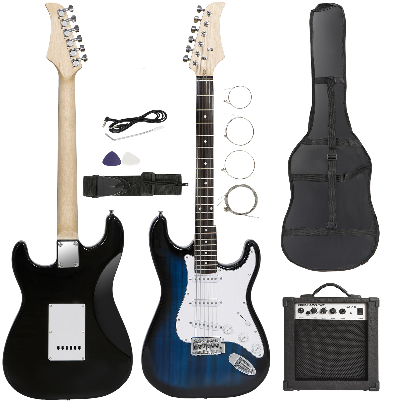 Full Size 39″ Beginners Electric Guitar with 10W Amp Gig Bag Case Guitar Strap