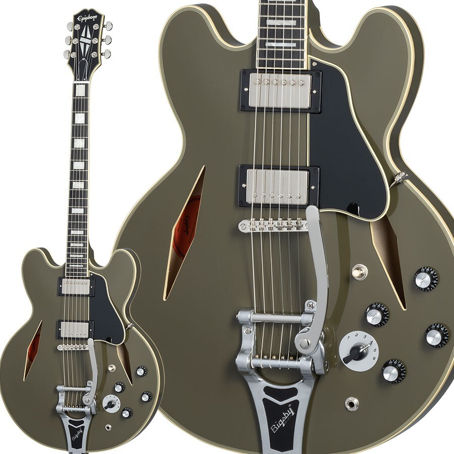 Epiphone Shinichi Ubukata ES-355 Custom Bigsby Olive Drab Electric Guitar NEW