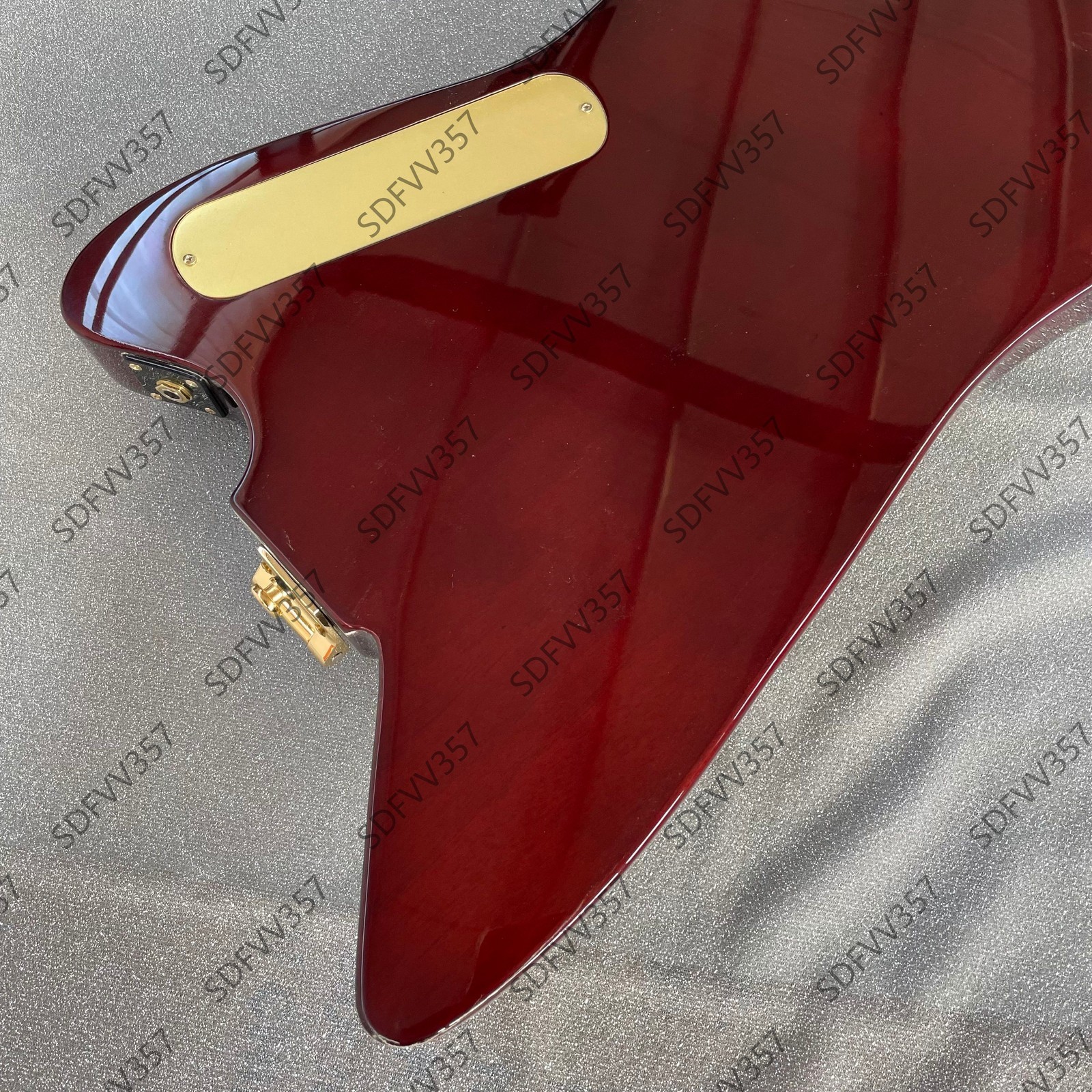 Gloss Wine Red Unique Electric Guitar HH Pickups Gold Hardware Vibrato Bridge