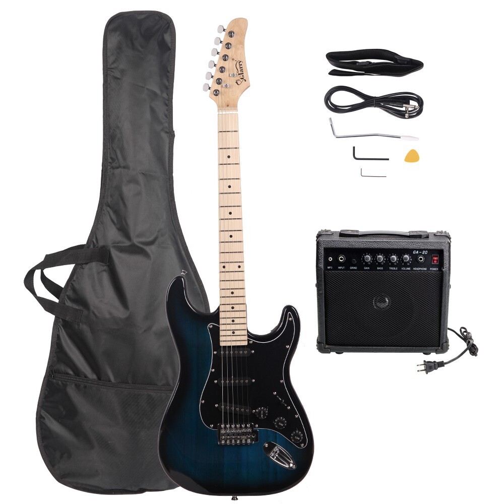US GST Stylish Navy Blue Electric Guitar 6 String w/Gig Bag Cable Strap Speaker