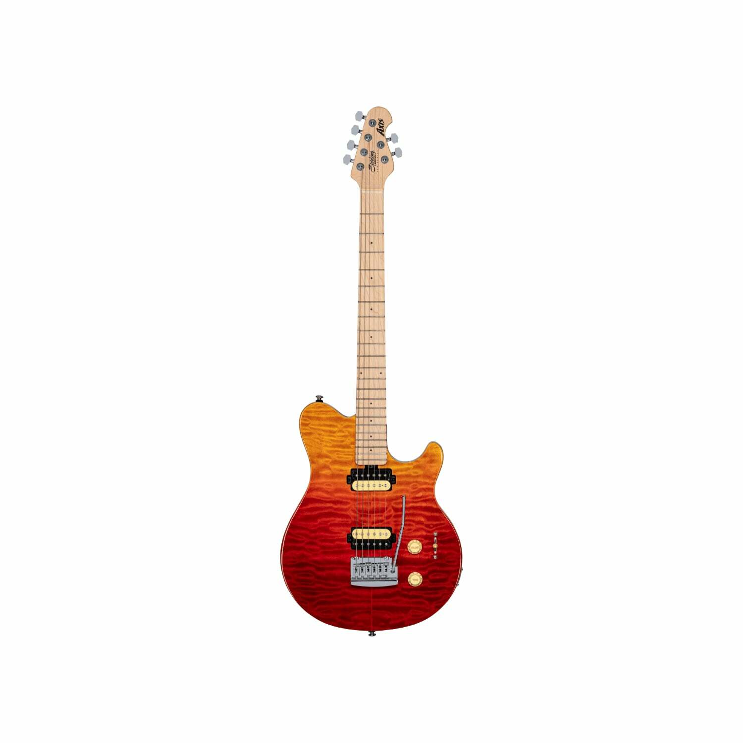 Sterling by Music Man Axis Guitar, Quilted Maple, Spectrum Red