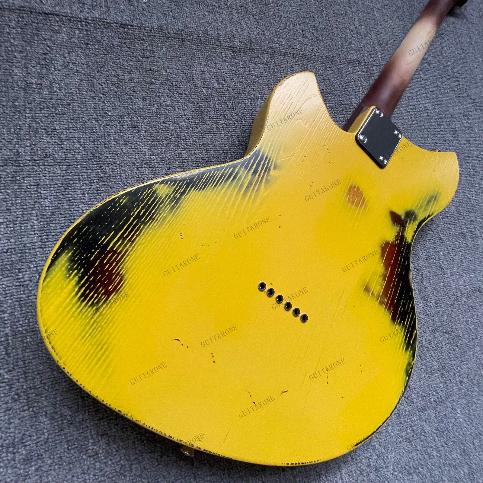 Handmade Solid Body Electric Guitar Satin Aged Finish Stainless Frets Alder Wood