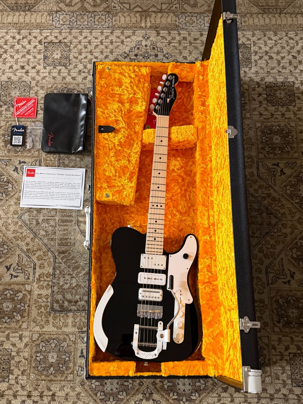Fender Jack White Triplecaster Telecaster in Black w/ Hard Case & Free Pro Setup