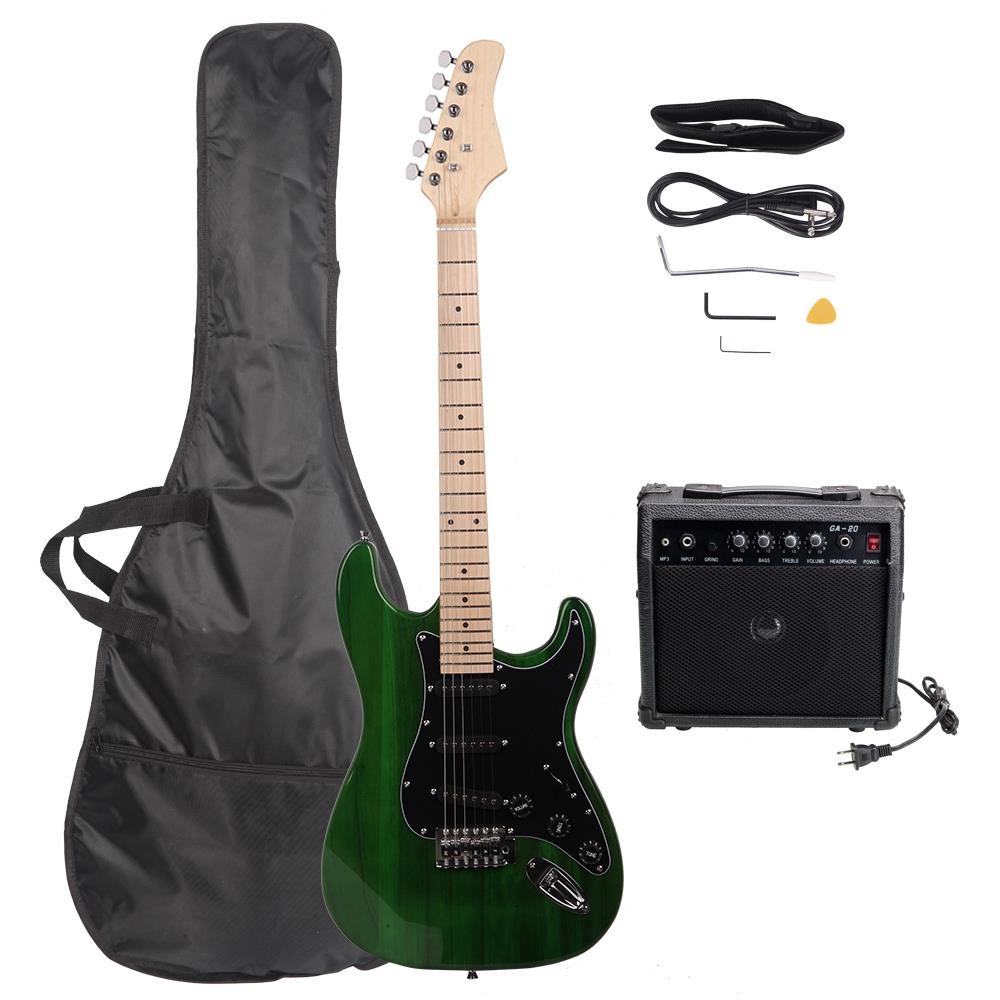 39″ Right Hand Full-Size ST Electric Guitar Kit +20W +Bag +Strap Basswood