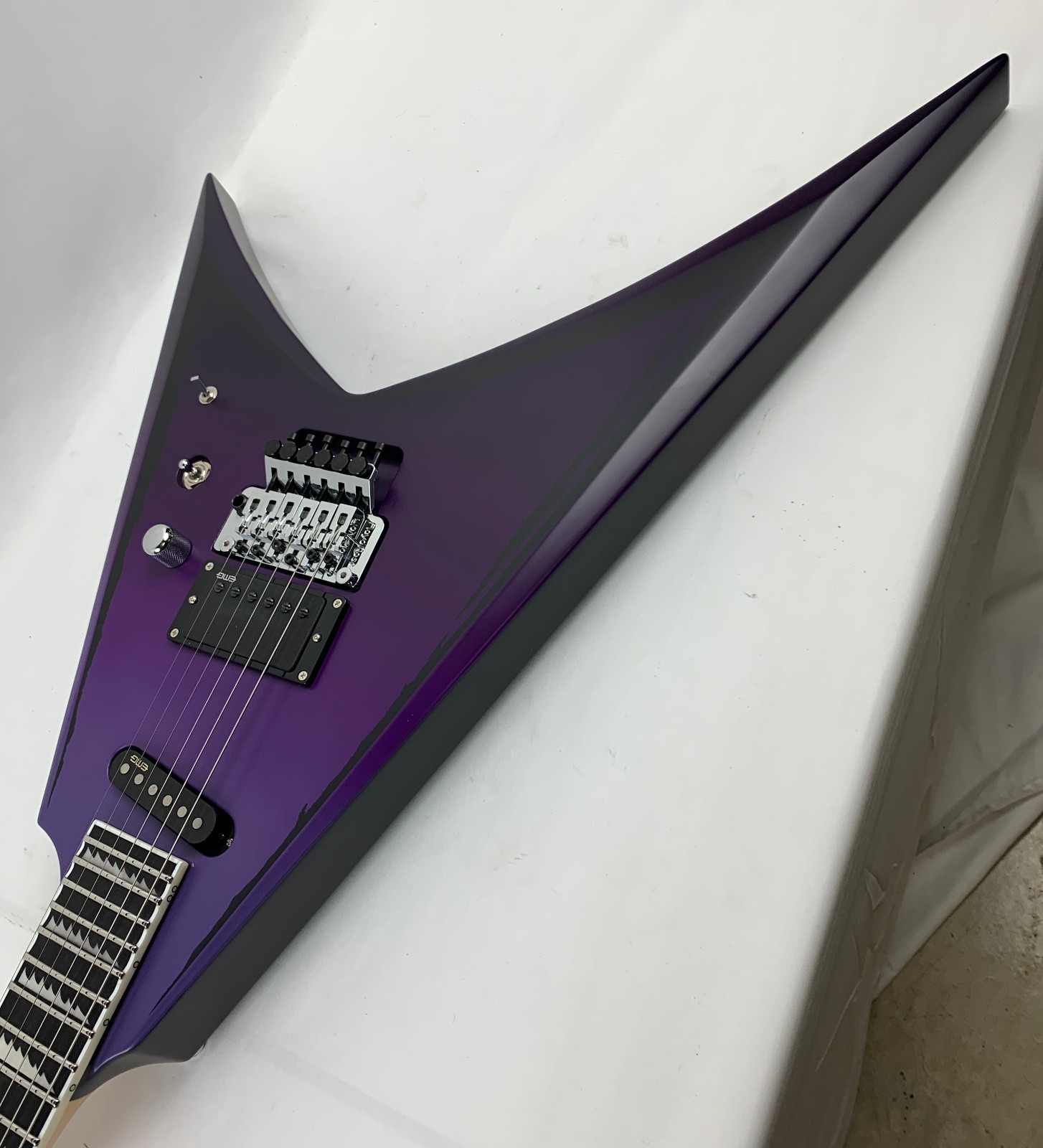 ESP E-II Alexi Laiho Signature Ripped Purple Fade Satin with Pinstripes B-Stock
