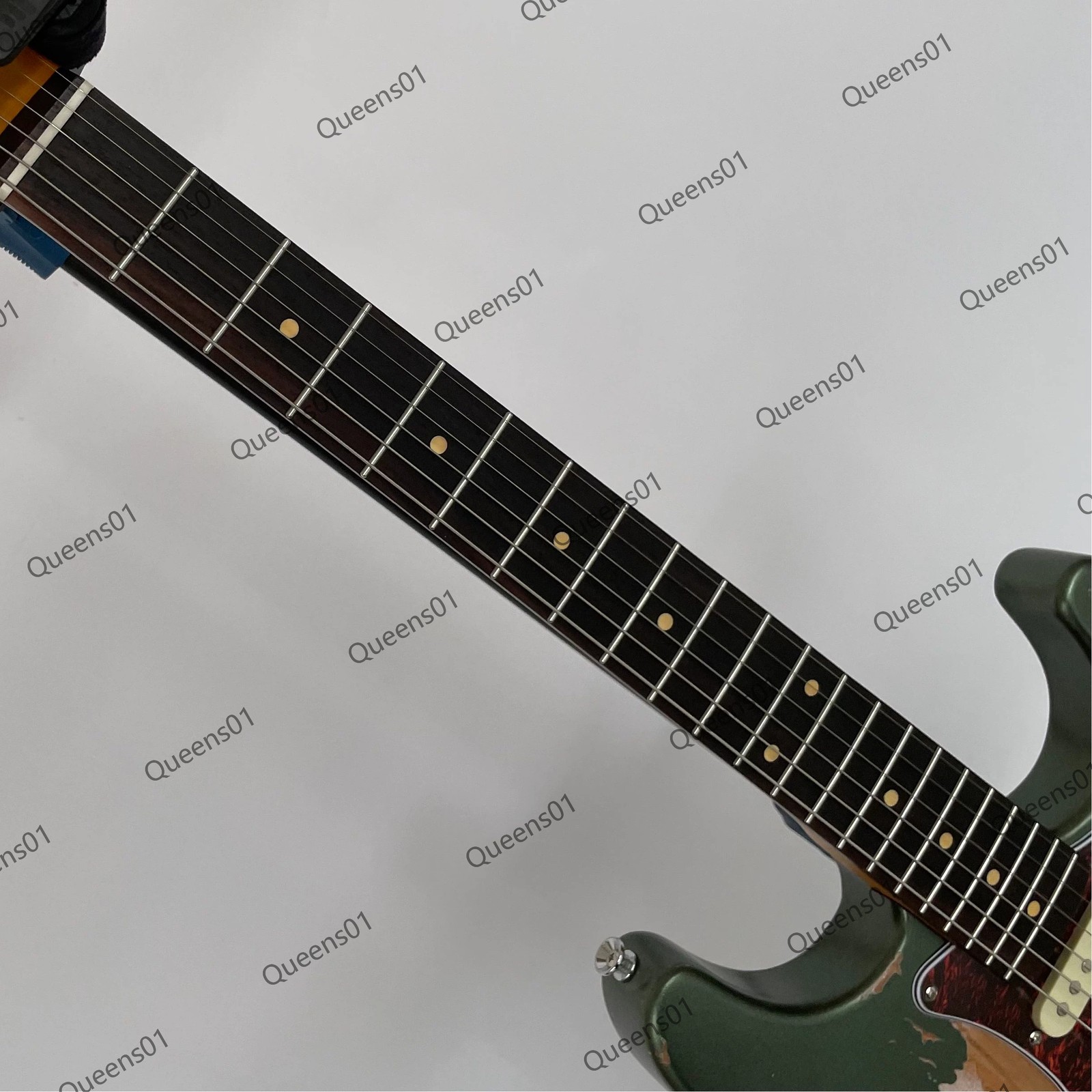 Aged Electric Guitar Tremolo System Chrome Parts Bone Nut Solid Olive Green