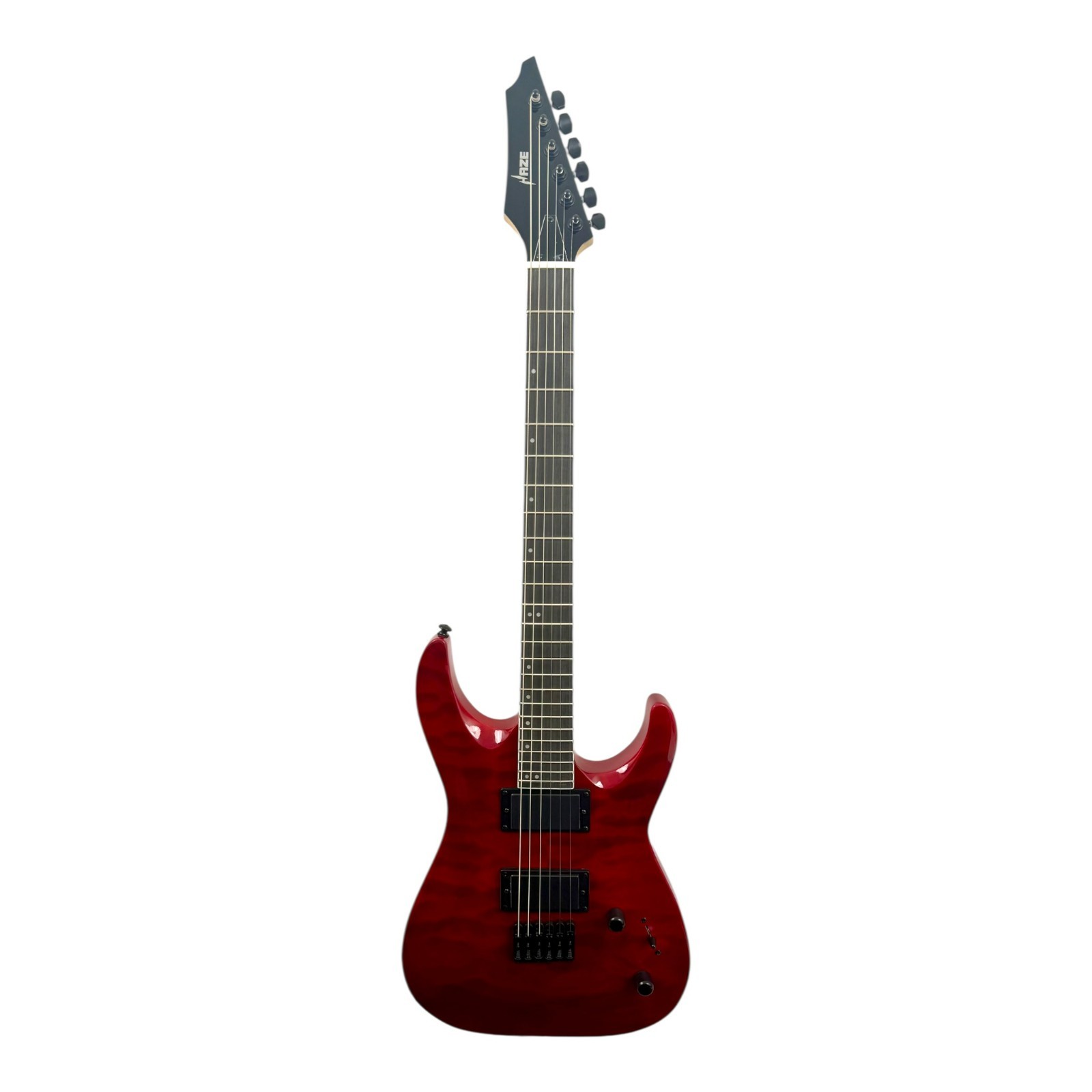 Haze HAX Active Humbuckers 24 Frets Electric Guitar – Dark Cherry Tiger – 6LFQRD