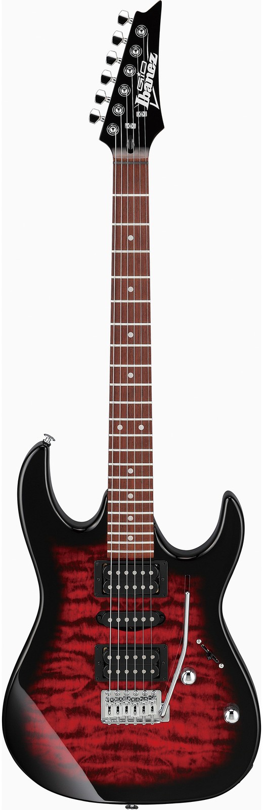 Ibanez GRX70QA RG Gio Electric Guitar – Transparent Red Burst w/ Gig Bag