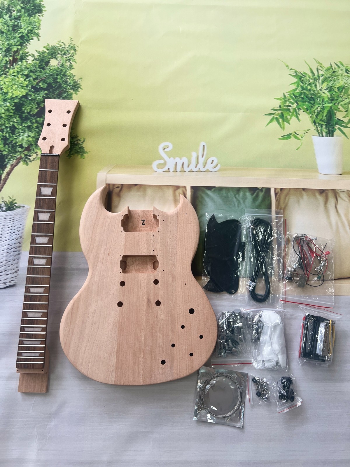 SG DIY Electric Guitar Kit Unfinished Maple Neck Rosewood Fretboard