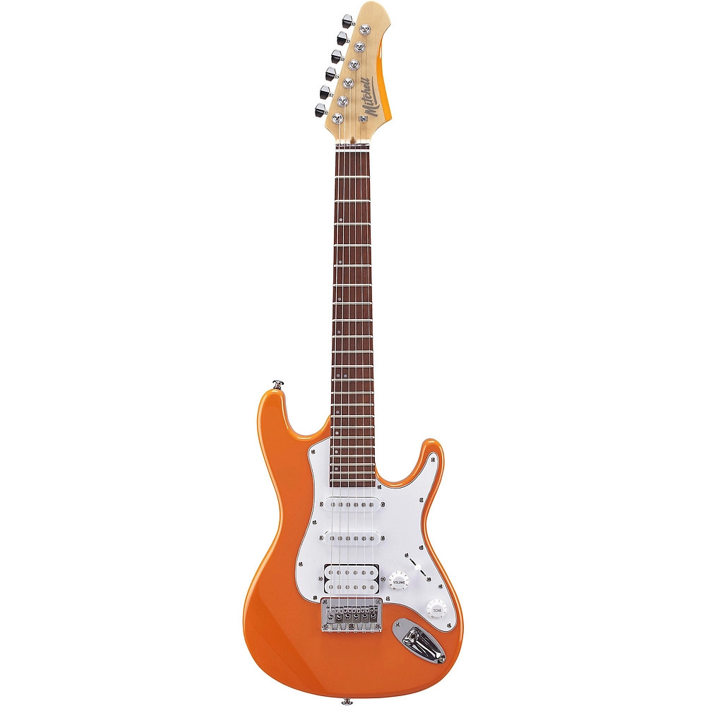 Mitchell TD100 ShortScale Electric Guitar Orange 3Ply White Pickguard