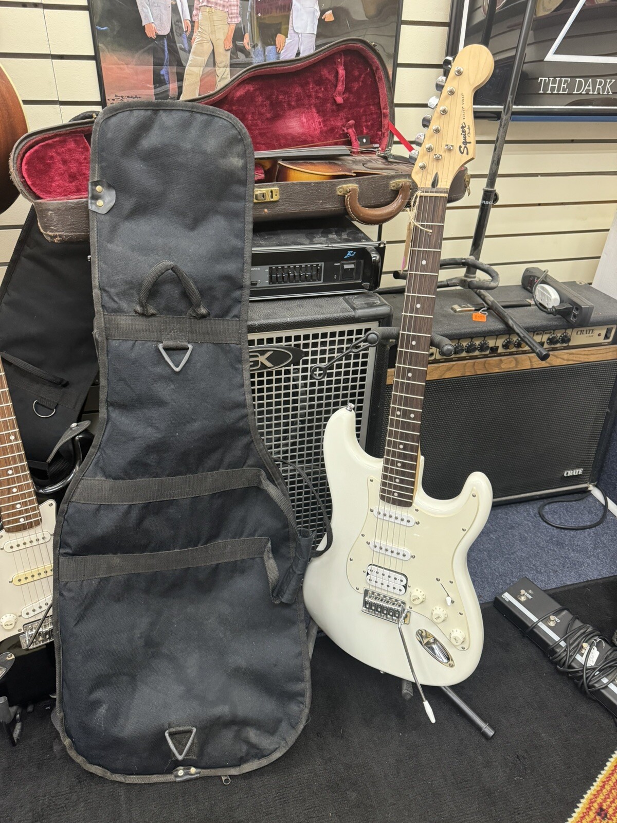 White 2013 Squire Fender Bullet Strat Electric Guitar With Gig Bag