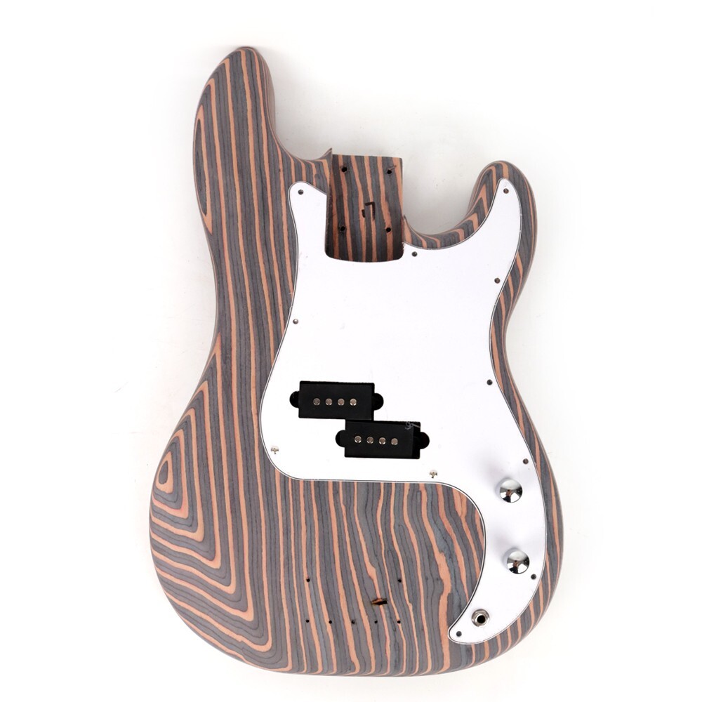 DIY 4 Four String Electric P Bass Guitar Kit Zebrawood Body Neck Fingerboard