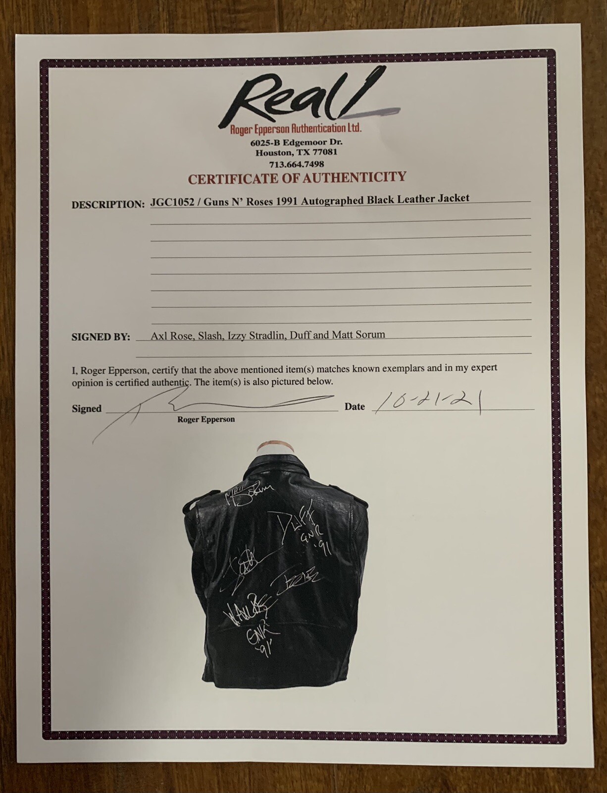 Guns Roses 1991 Signed Leather Jacket REAL Certified + Owner Letter Axl Izzy +3