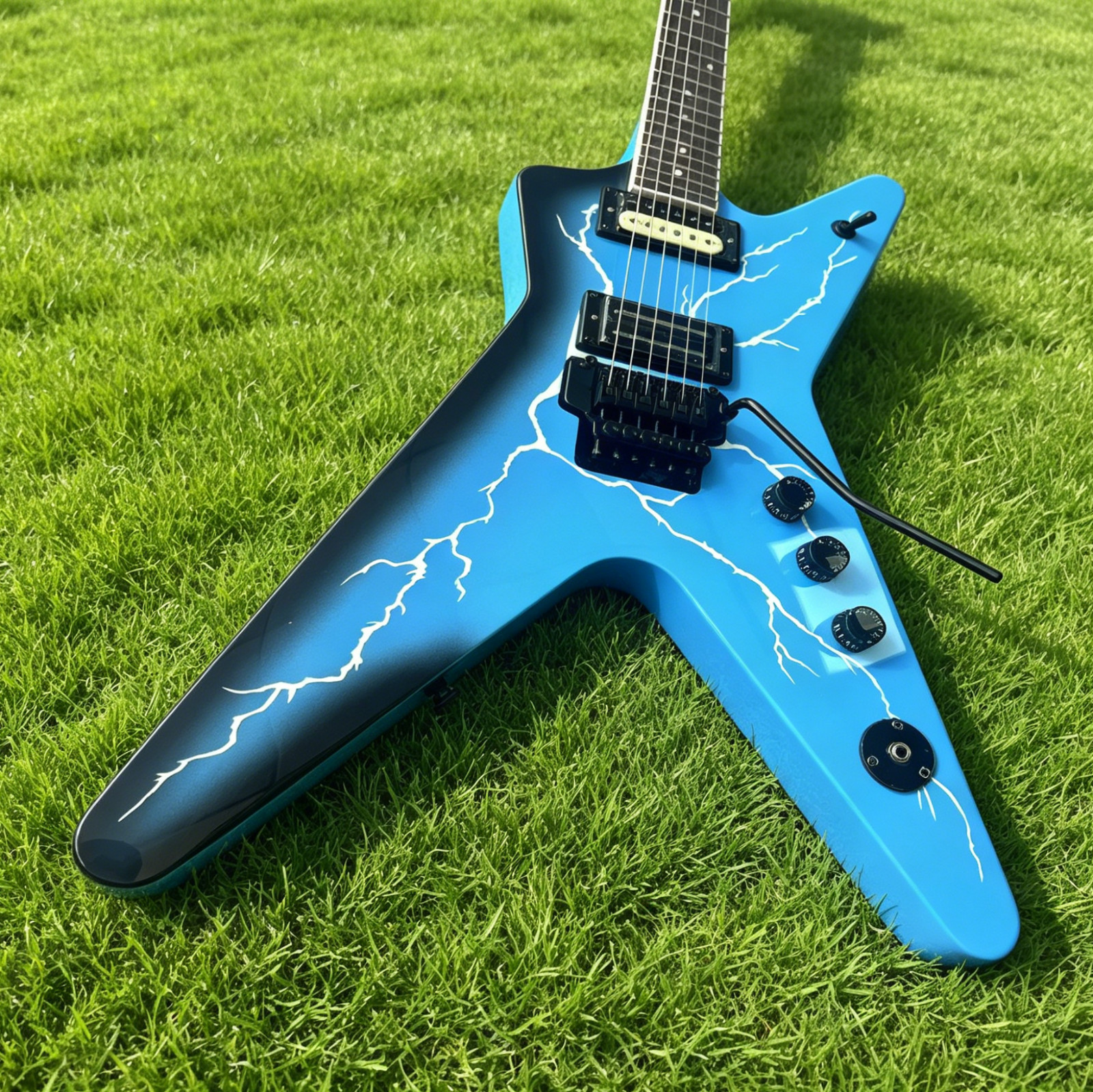 US warehouse Dimebag Dean Electric Guitar Blue Tremolo Bridge Black Hardware