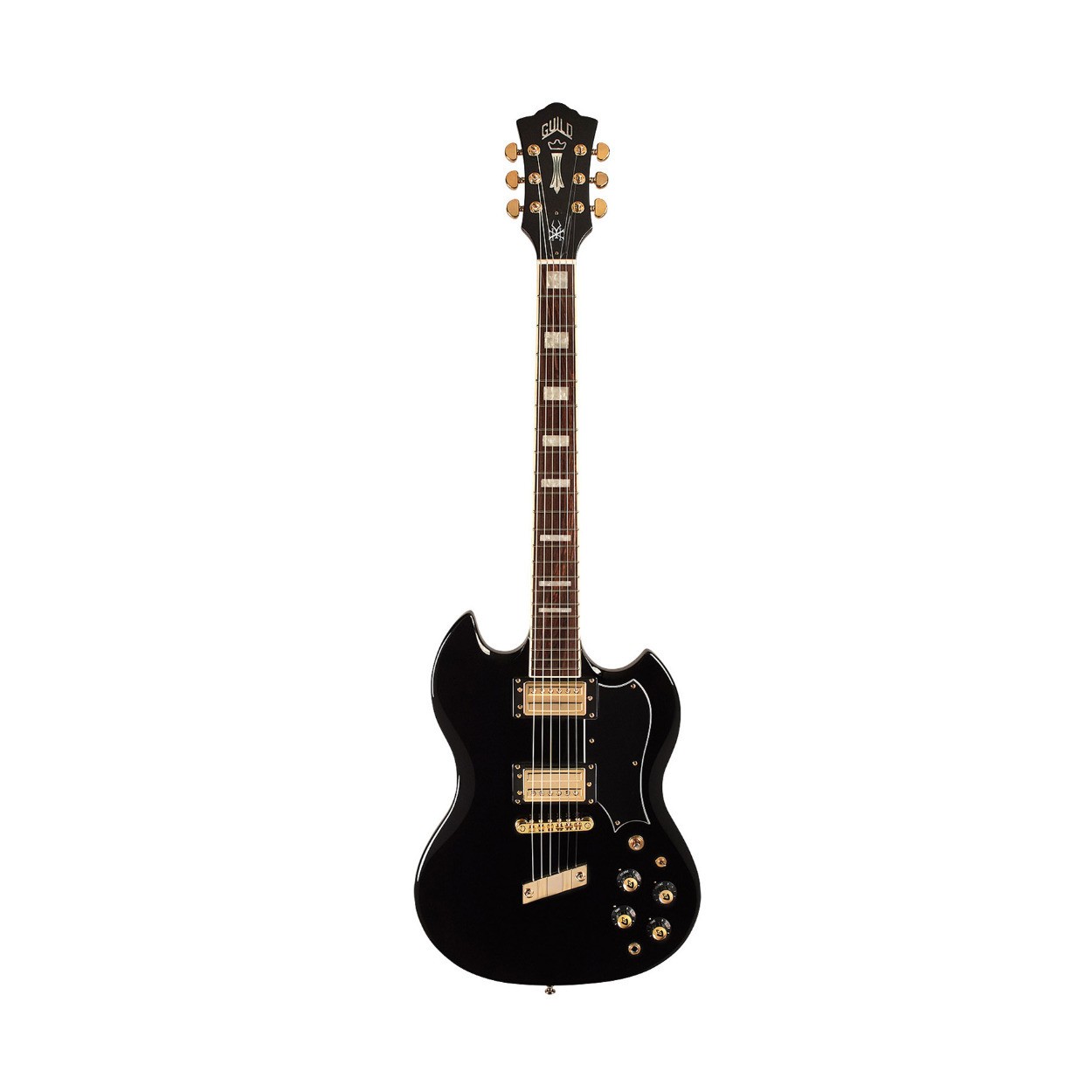 Guild Polara Kim Thayil Electric Guitar with HB-1 Pickup & Gold Hardware (Black)