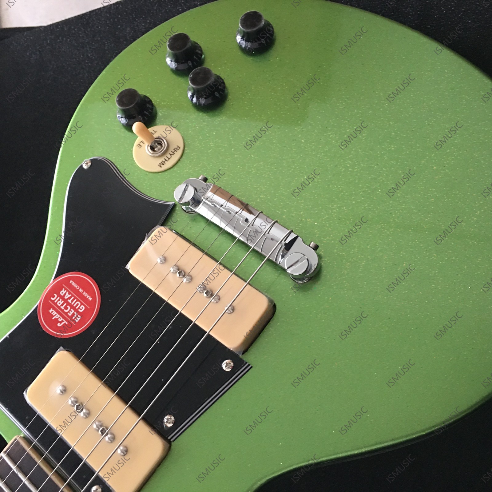 Solid Body Electric Guitar Stainless Steel Frets P-90 Pickups Sparkel Green