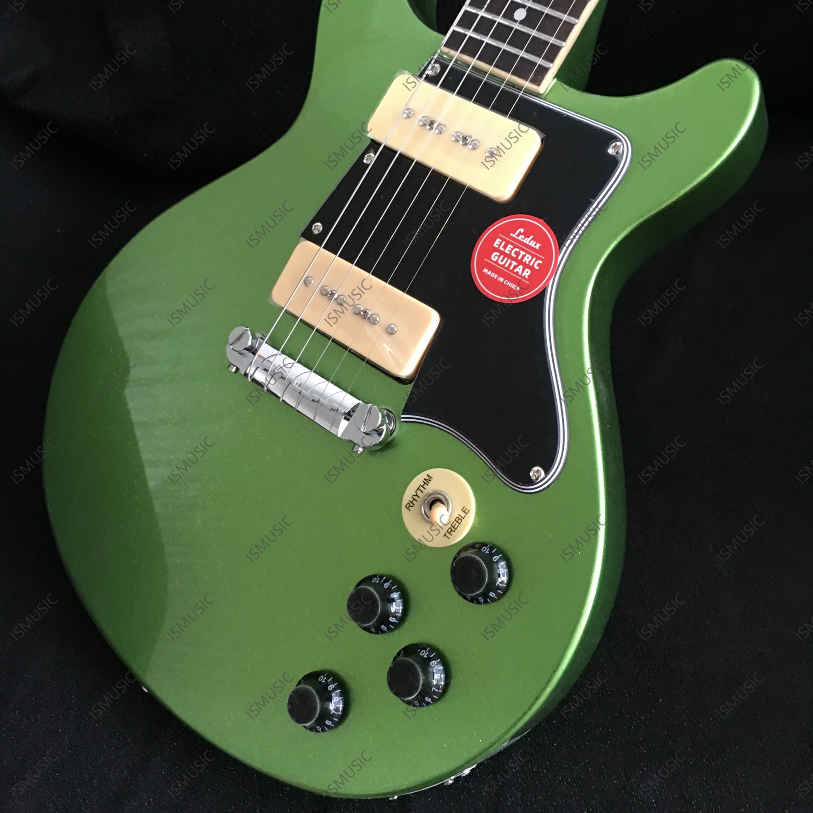 Solid Body Electric Guitar Stainless Steel Frets P-90 Pickups Sparkel Green