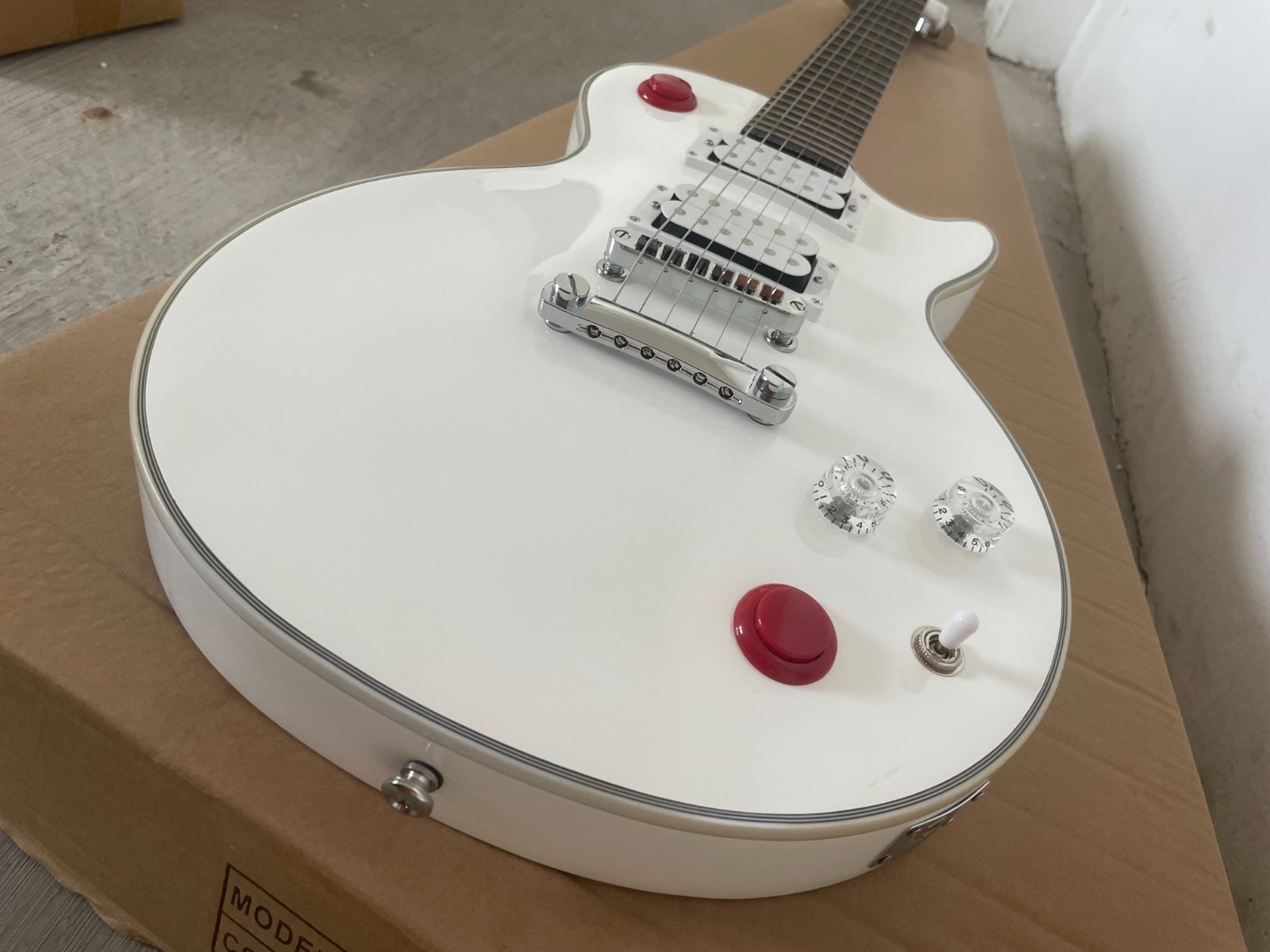 Lvybest Kill Switch Buckethead Style Electric Guitar 24 Frets Alpine White