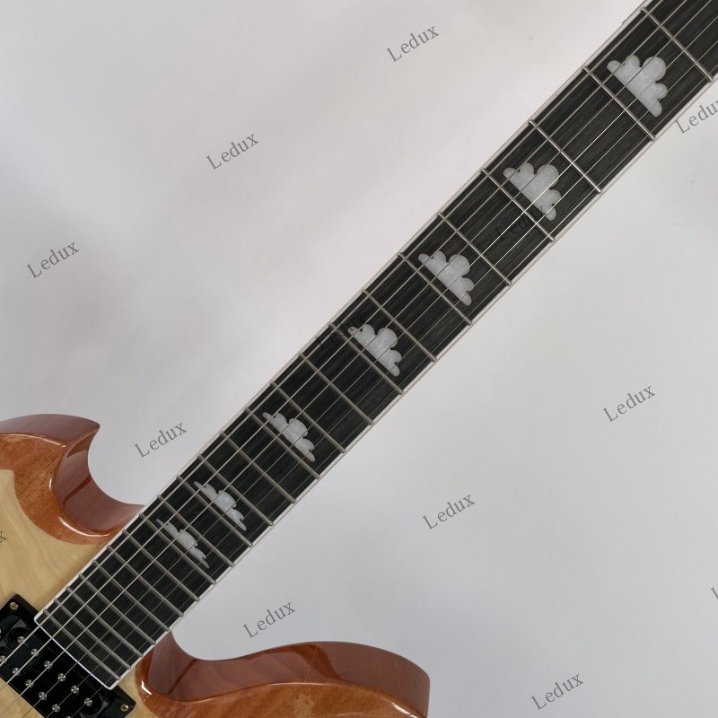 Solid Electric Guitar Stainless Rounded Fret H-H Active pickups Burl Maple Top