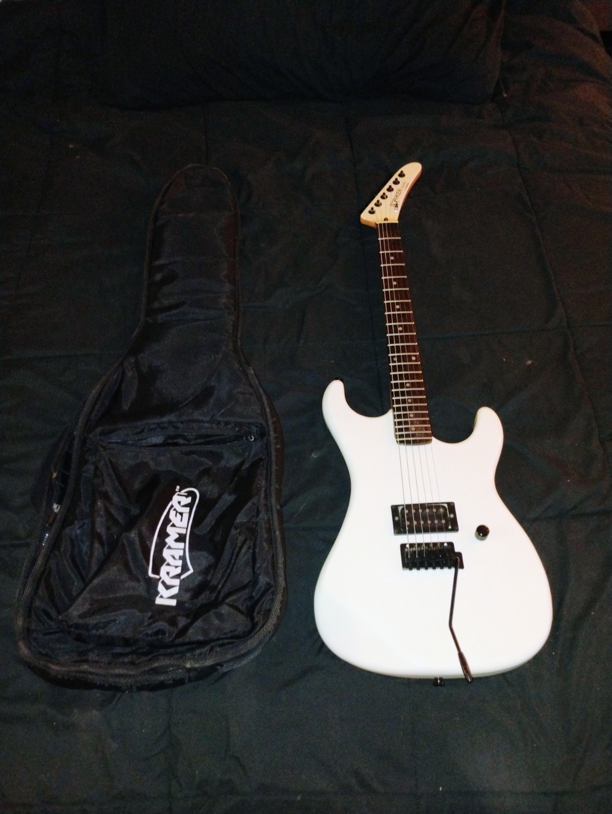 1985 Kramer Striker 100ST electric guitar WHITE – Banana neck, Grover Tuners