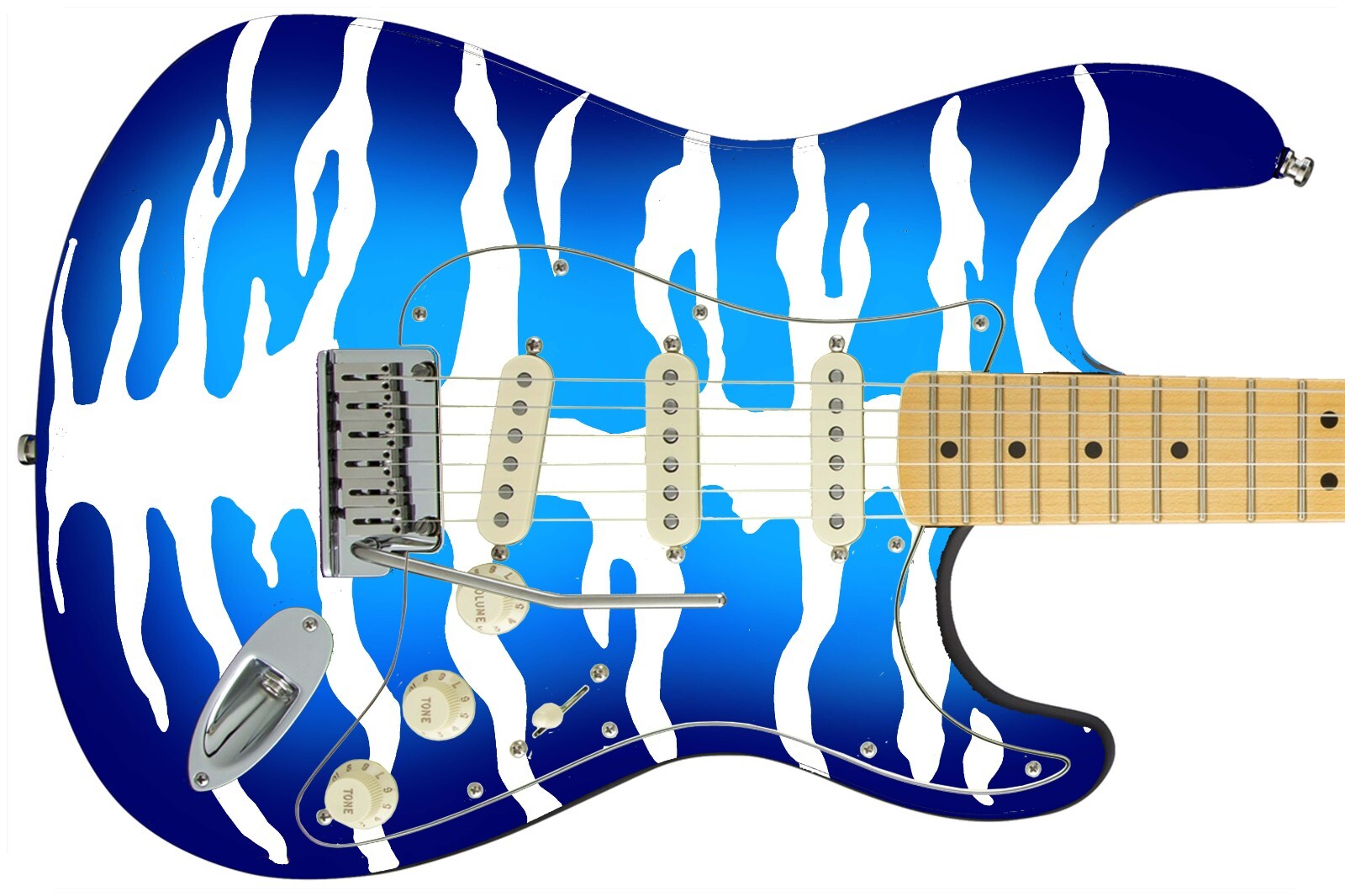 Guitar Skin Axe Wrap Re-skin Bass Reface Blue White Bengal Tiger Stripes 1222