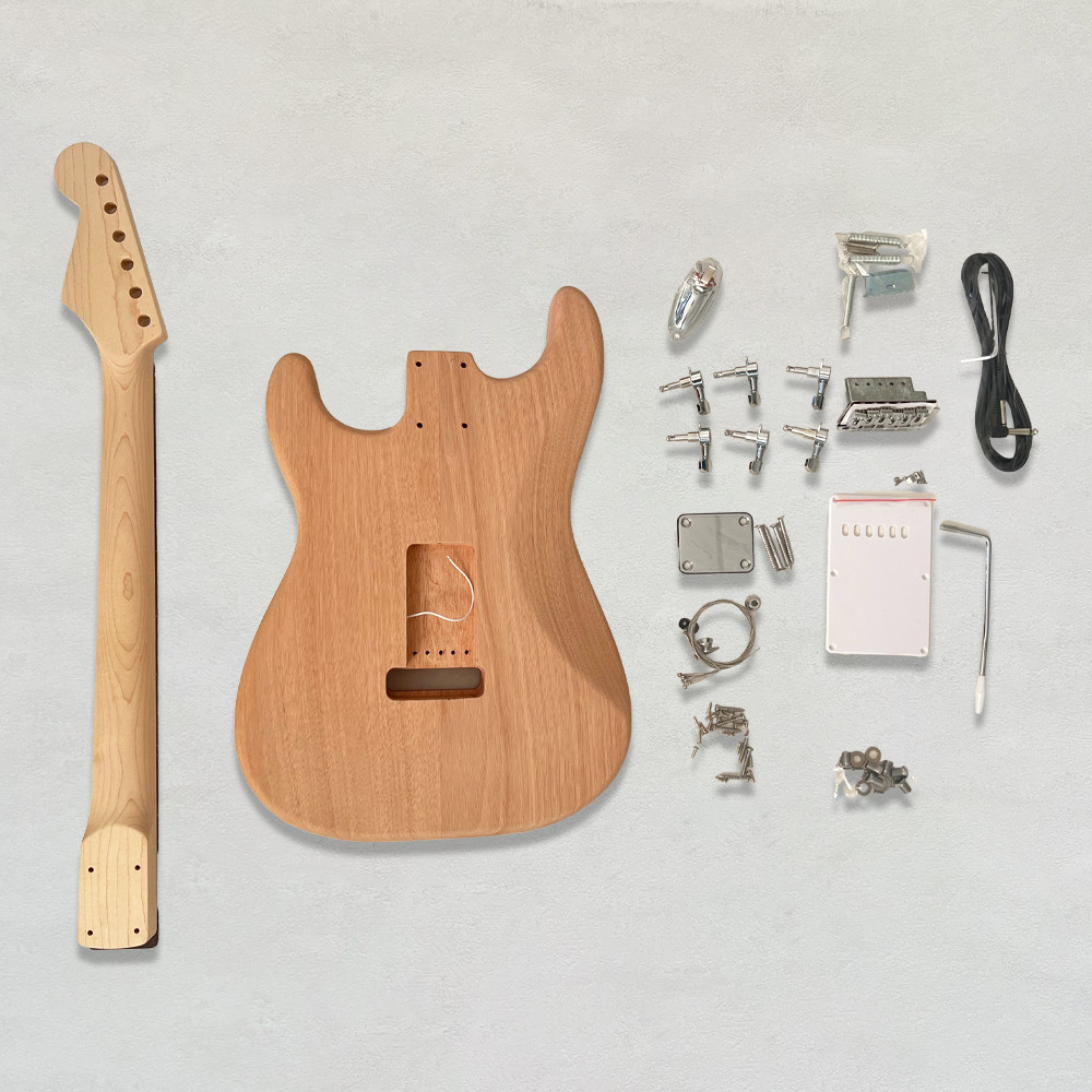 6 String ST DIY Electric Guitar Kit Mahogany Body Rosewood Fretboard Maple Neck