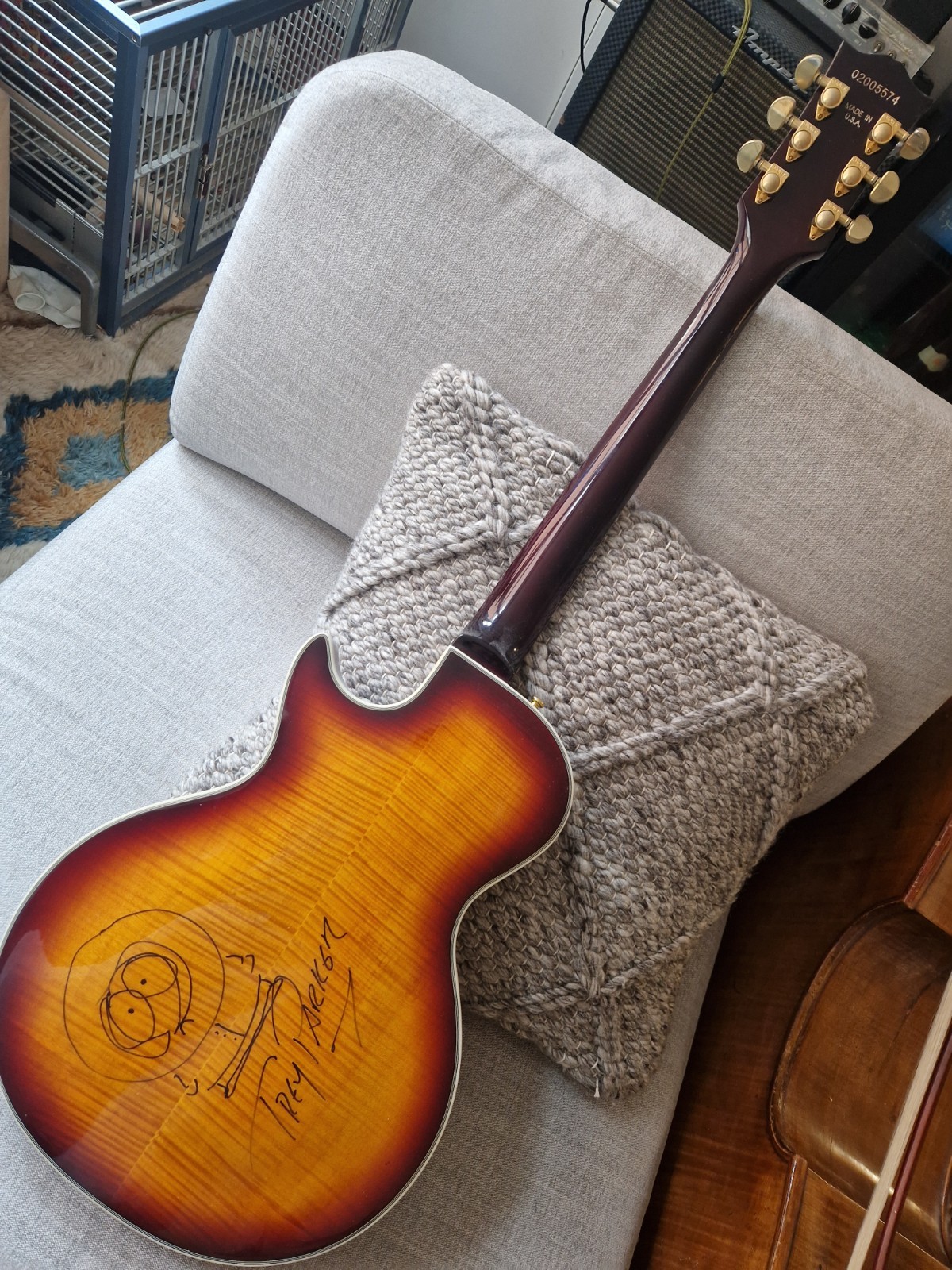 Trey Parker Signed Guitar Cartman and Kenny drawings