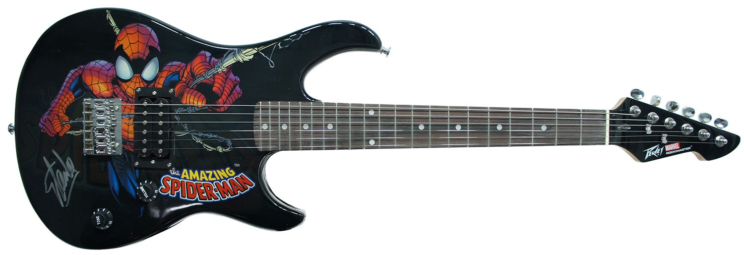 Stan Lee Signed Peavey Marvel Spiderman 3/4 Size Electric Guitar & Certificate!