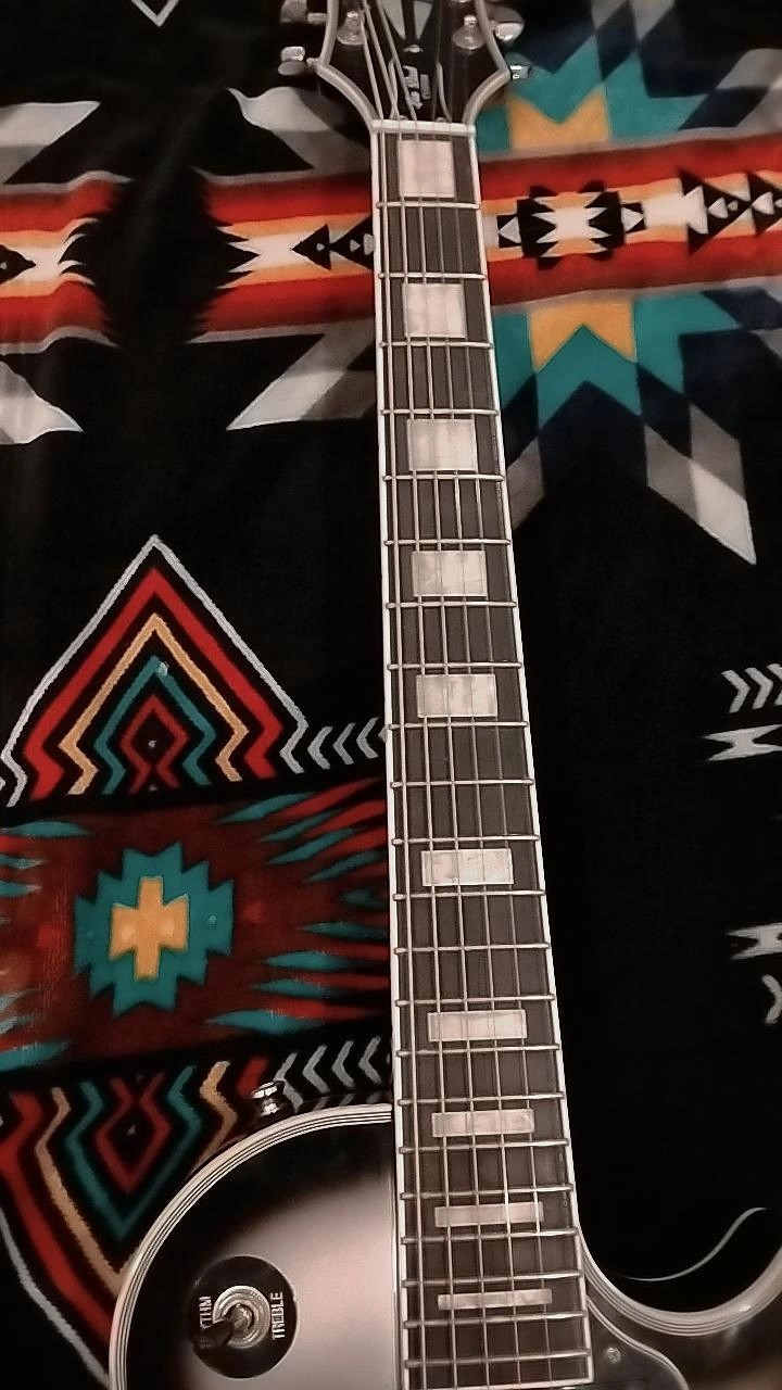 Black and Silver Empihone Electric Guitarr, Used, Good Condition, Cash Only