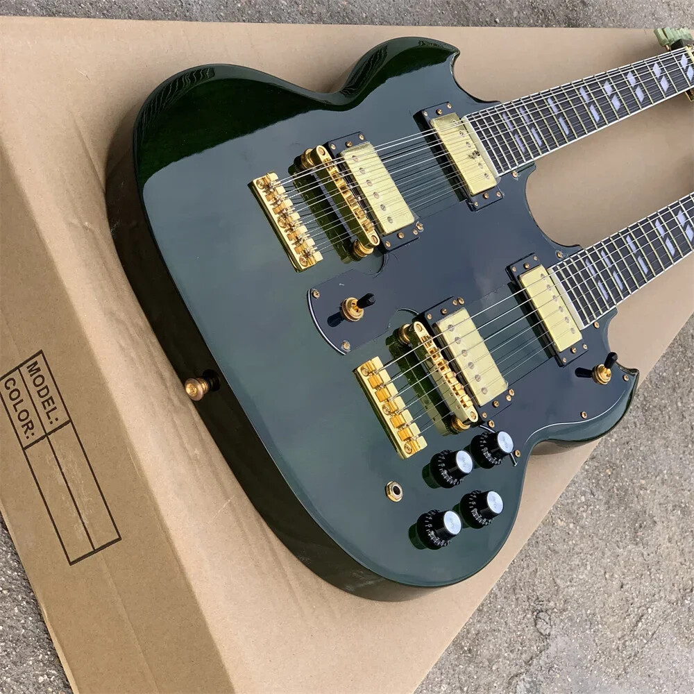 Hot Sale Green Double Neck Electric Guitar 6/12 Strings Guitar High Quality