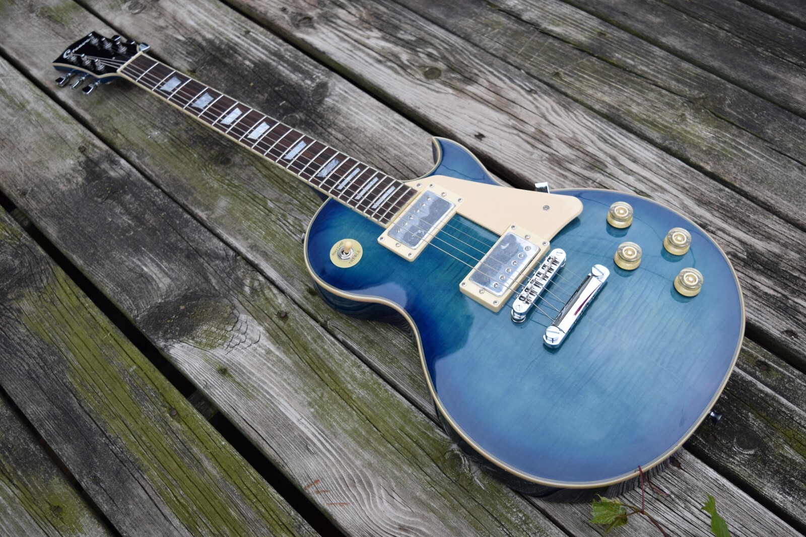 Electric Guitar Mahogany Body Maple Top into Blue Finish (Groove Canadian Brand)