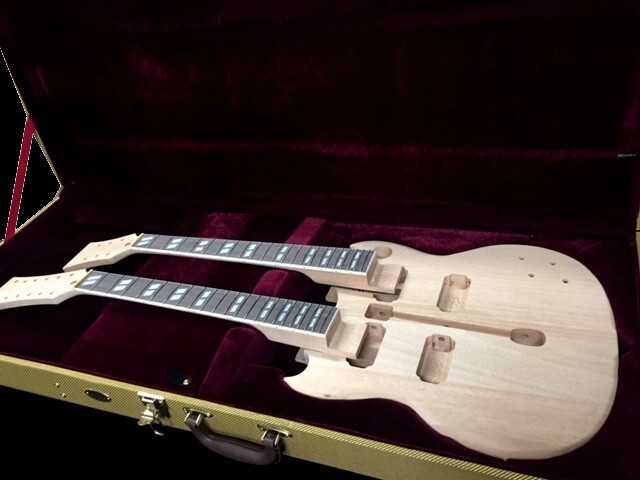 DIY SG EDS-1275 STYLE DOUBLE NECK 12/6 STRING ELECTRIC GUITAR KIT & HARD CASE