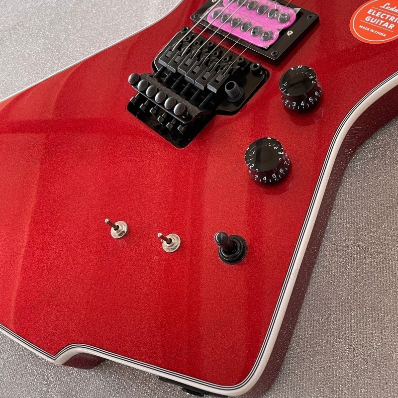 Metallic Red Electric Guitar Active Pickups Mini Switch Stainless Rounded Fret