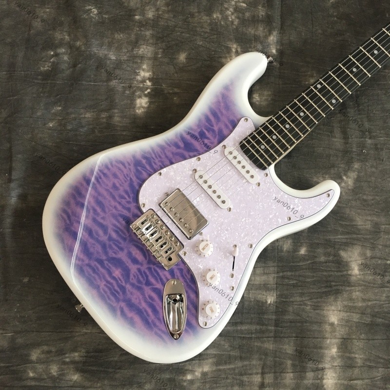 solid S-T electric guitar purple quilted maple top rosewood fretboard SSH pickup