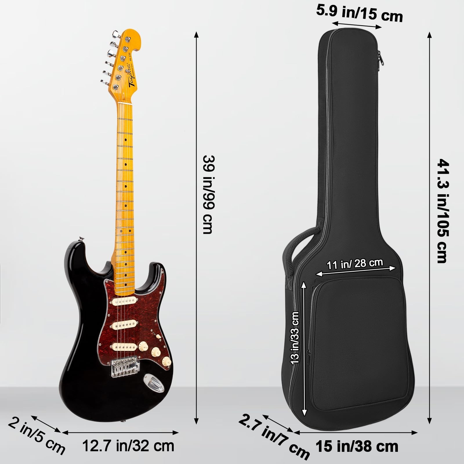 Electric Guitar Case 39 Inch Electric Guitar Bag 7mm Padding Waterproof Elect…