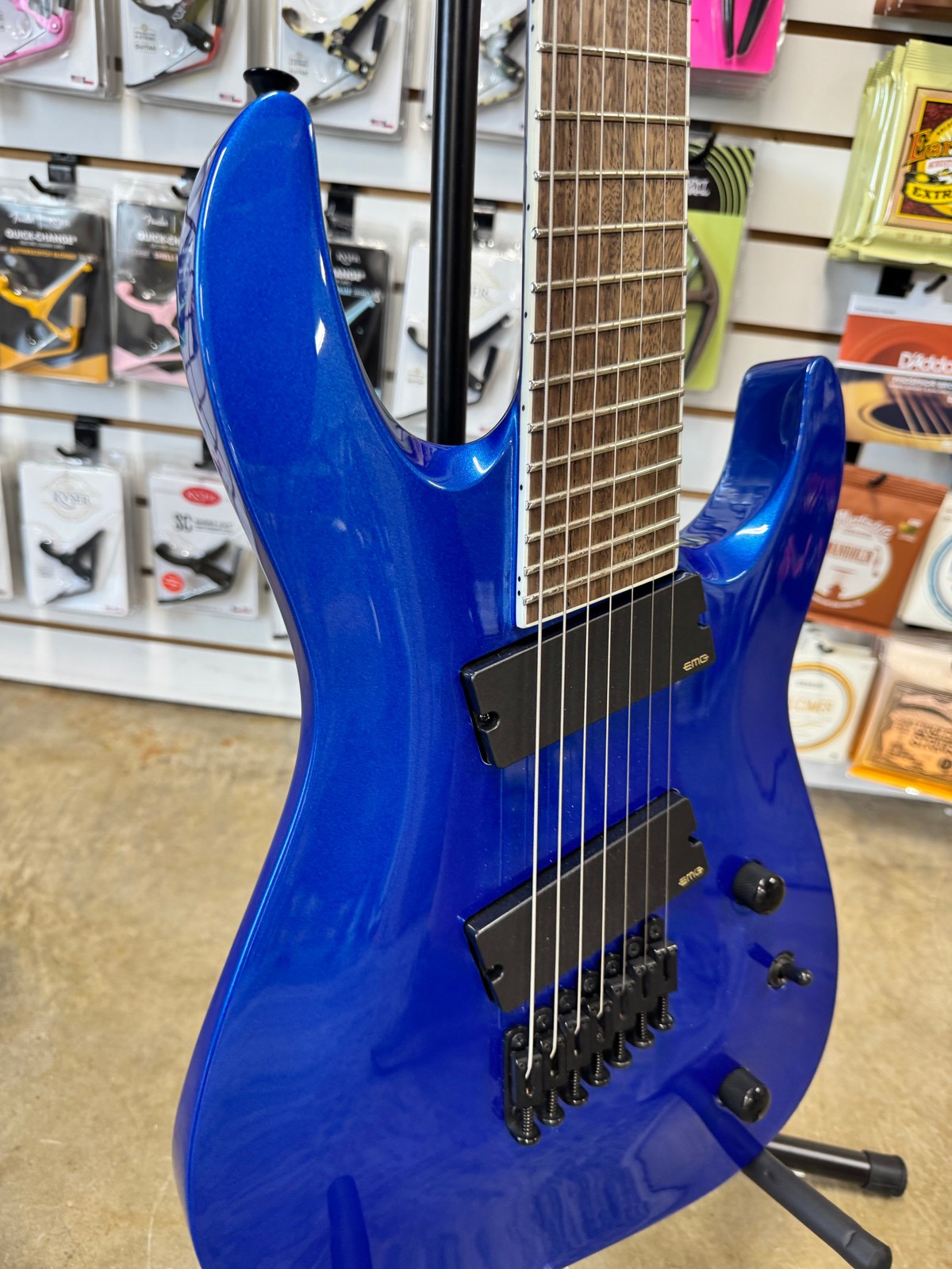 Jackson X Series Soloist SLAT7 7 String Fan Fret Electric Guitar – Metallic Blue