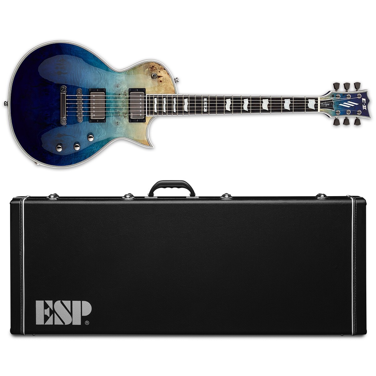 ESP E-II Eclipse Blue Natural Fade Electric Guitar + Hard Case Made in Japan